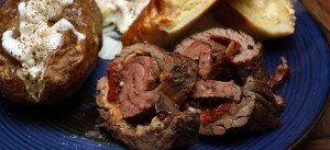 Flank Steak With Sun Dried Tomatoes & Cheese